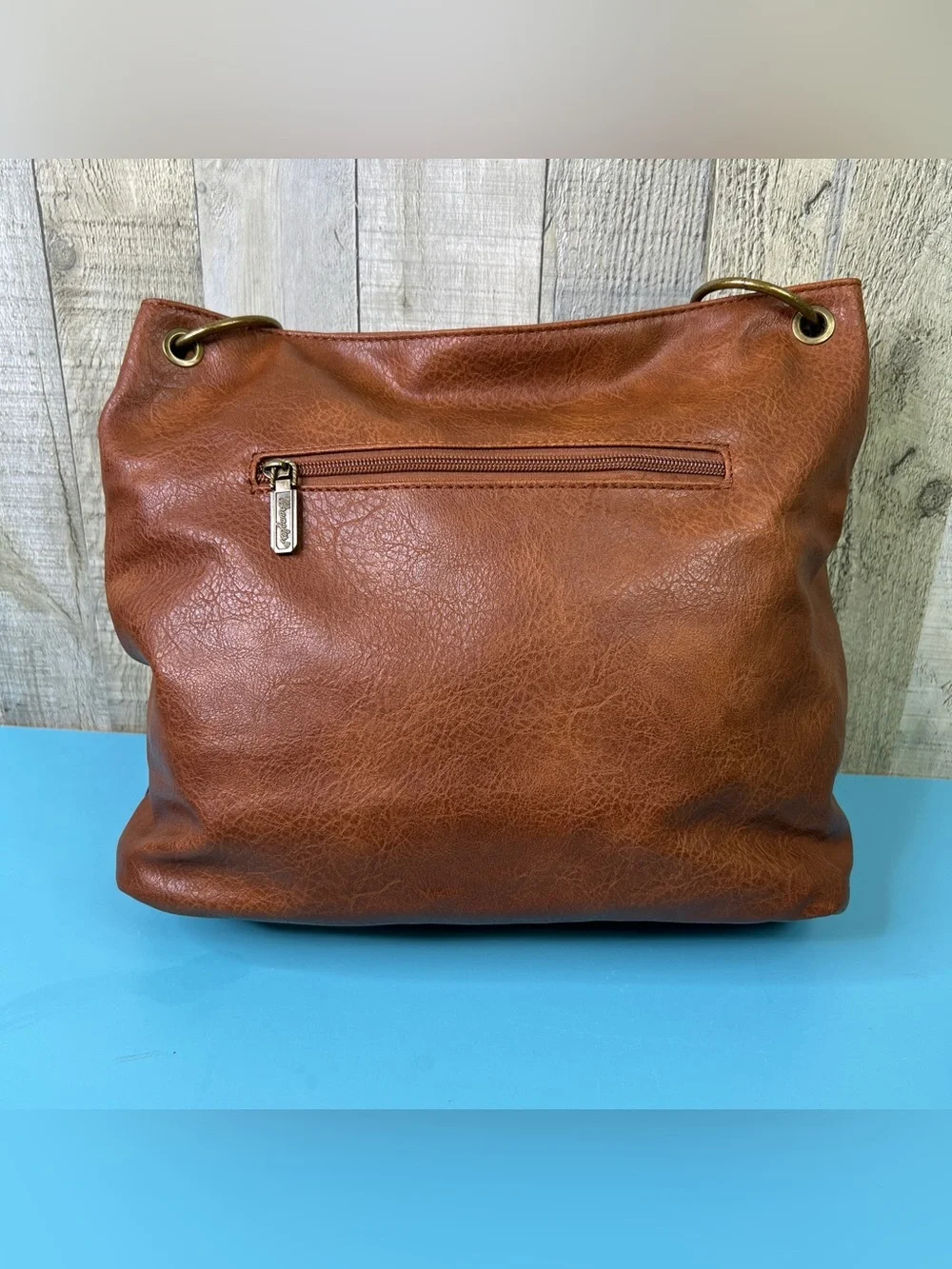Wrangler Montana West Hobo Two Tone Brown Top Handle Zip Closure Handbag